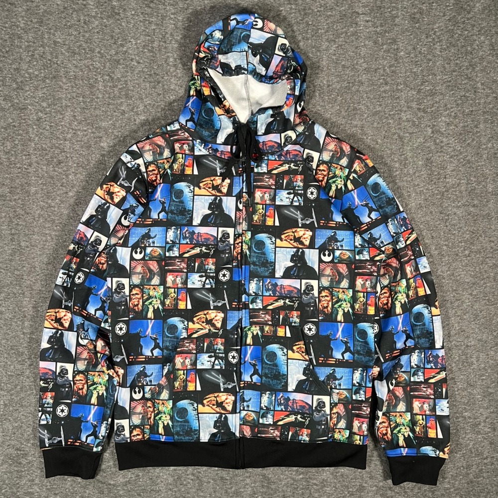 Star Wars Licensed Mens 2XL All Over Print Zip Up Hoodie Darth Vader Y2K